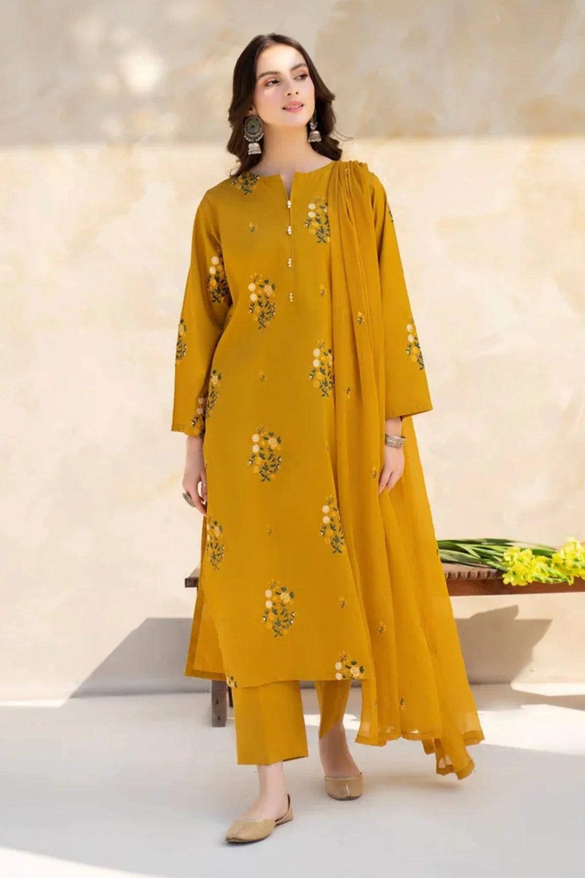 3 PIECE - TULIP MUSTARD HILL EMBROIDERED SUIT