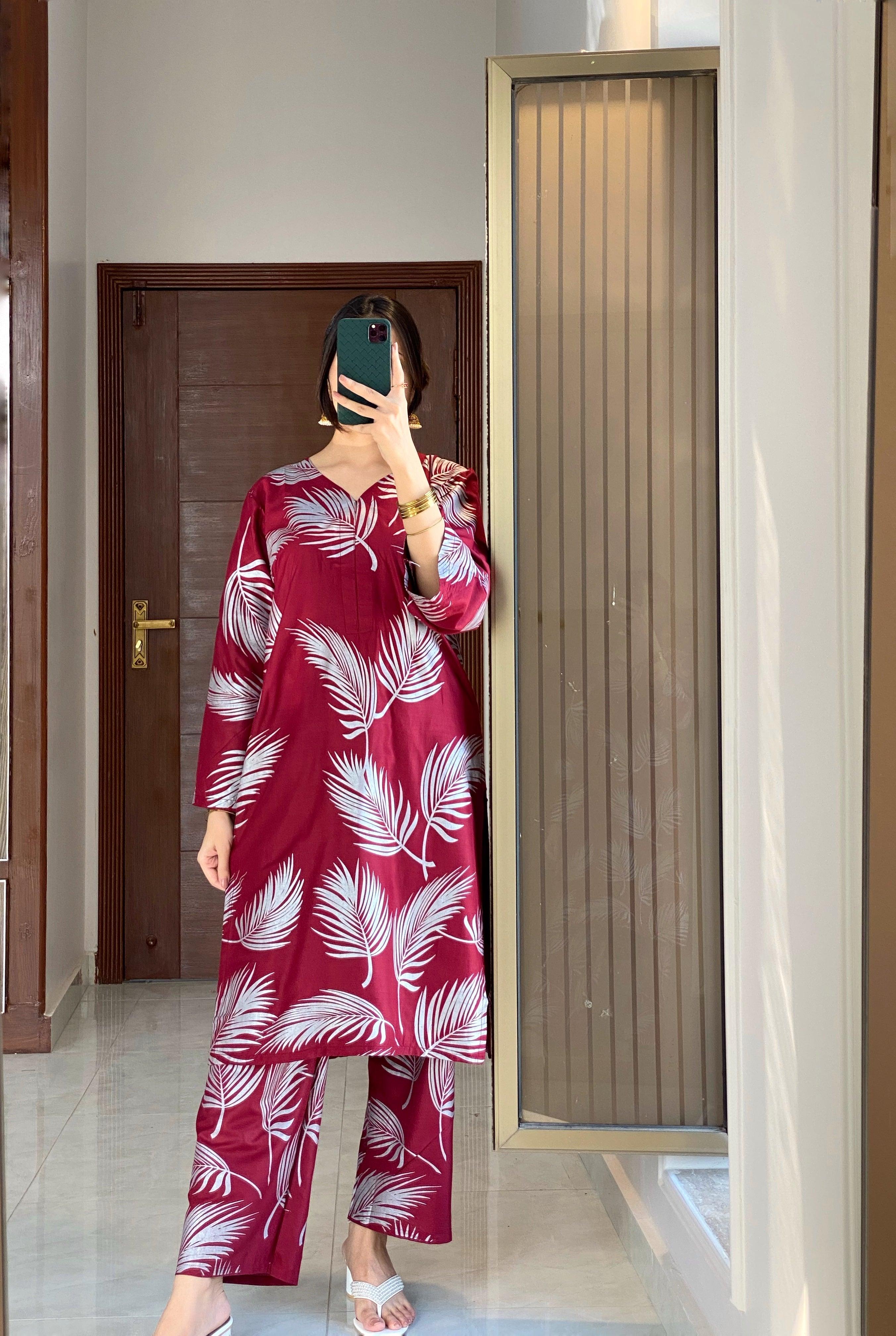 2 PIECE - FEATHER PRINT SUIT - Alifneesaz