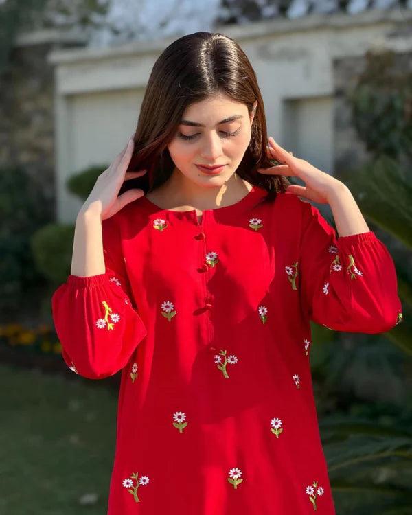 2 PIECE - FLORAL EMBROIDERED SUIT - Alifneesaz