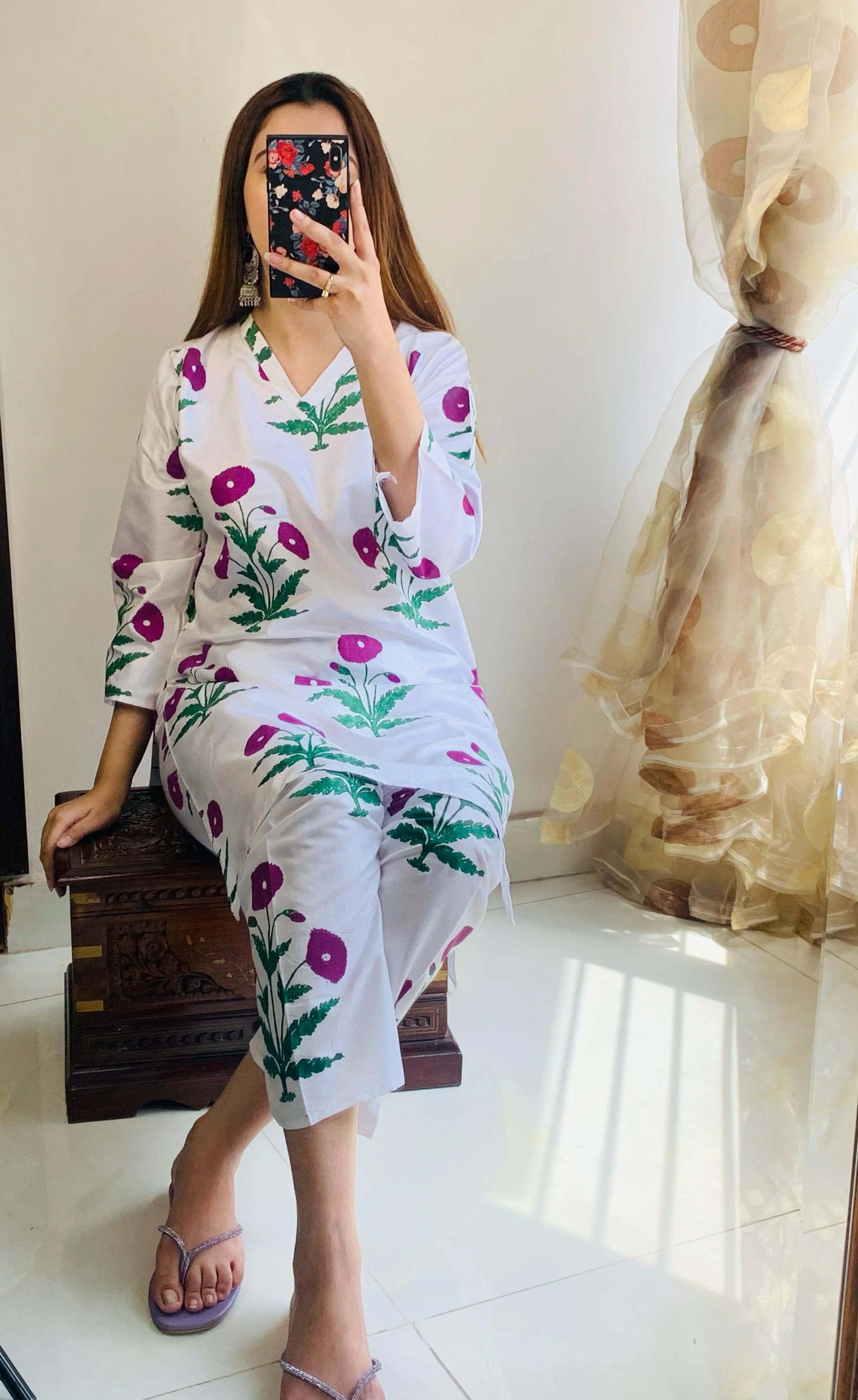 2 PIECE - POPPY PRINT SUIT - Alifneesaz