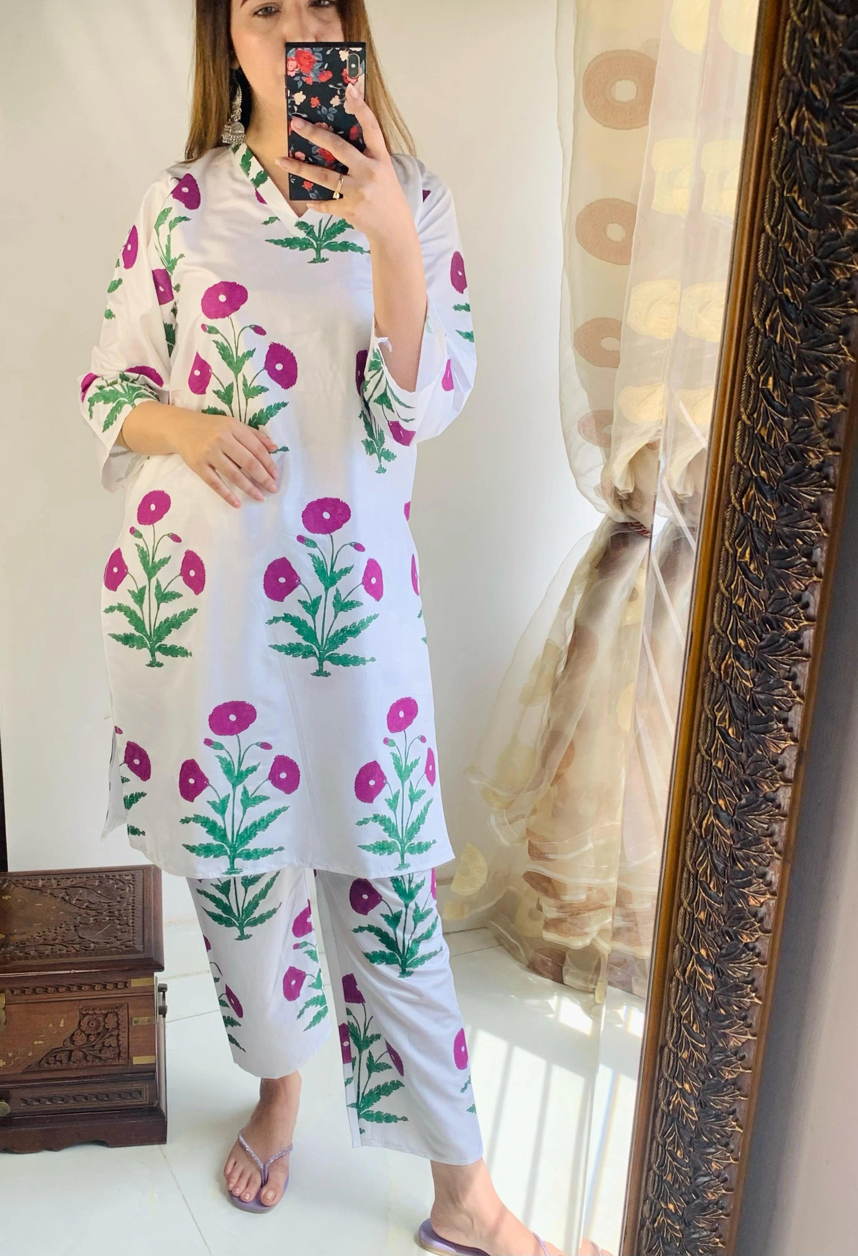 2 PIECE - POPPY PRINT SUIT - Alifneesaz