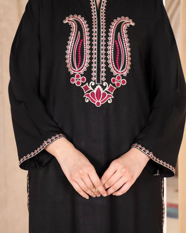 2 PIECE - BLACK JADE EMBROIDERED SUIT - Alifneesaz