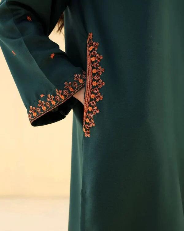 2 PIECE - DECENT GREEN EMBROIDERED SUIT - Alifneesaz